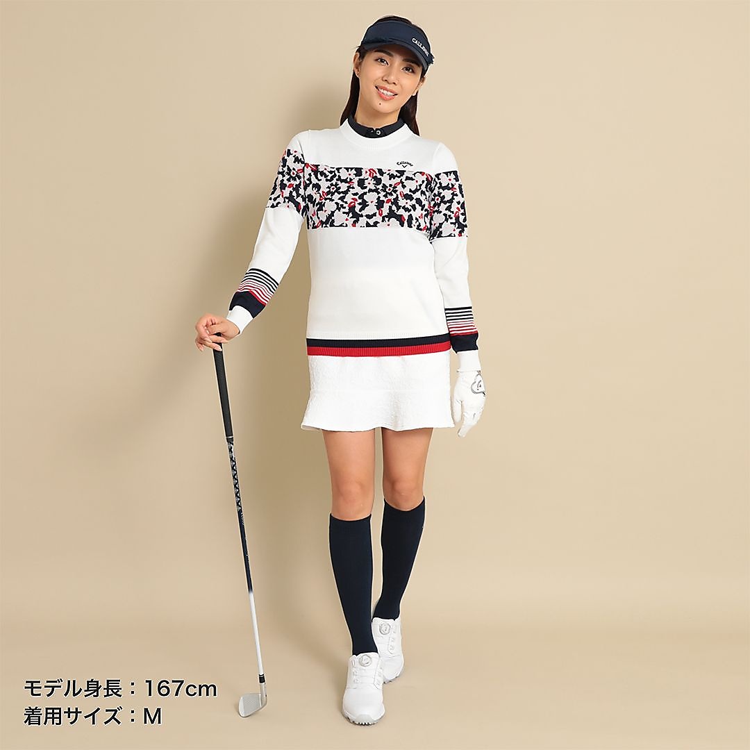 フラワージャカードクルーネックニット