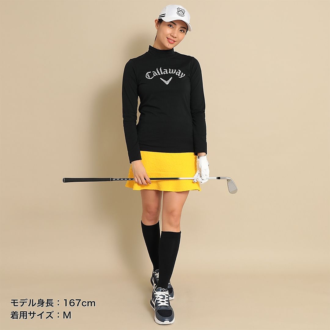 天竺長袖モックネックロゴプリントシャツ