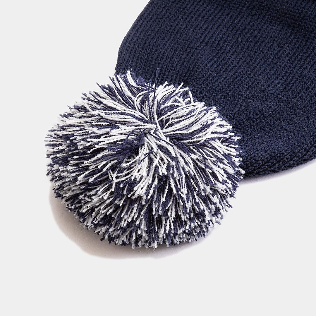 梵天付きリブ編みベーシックビーニー