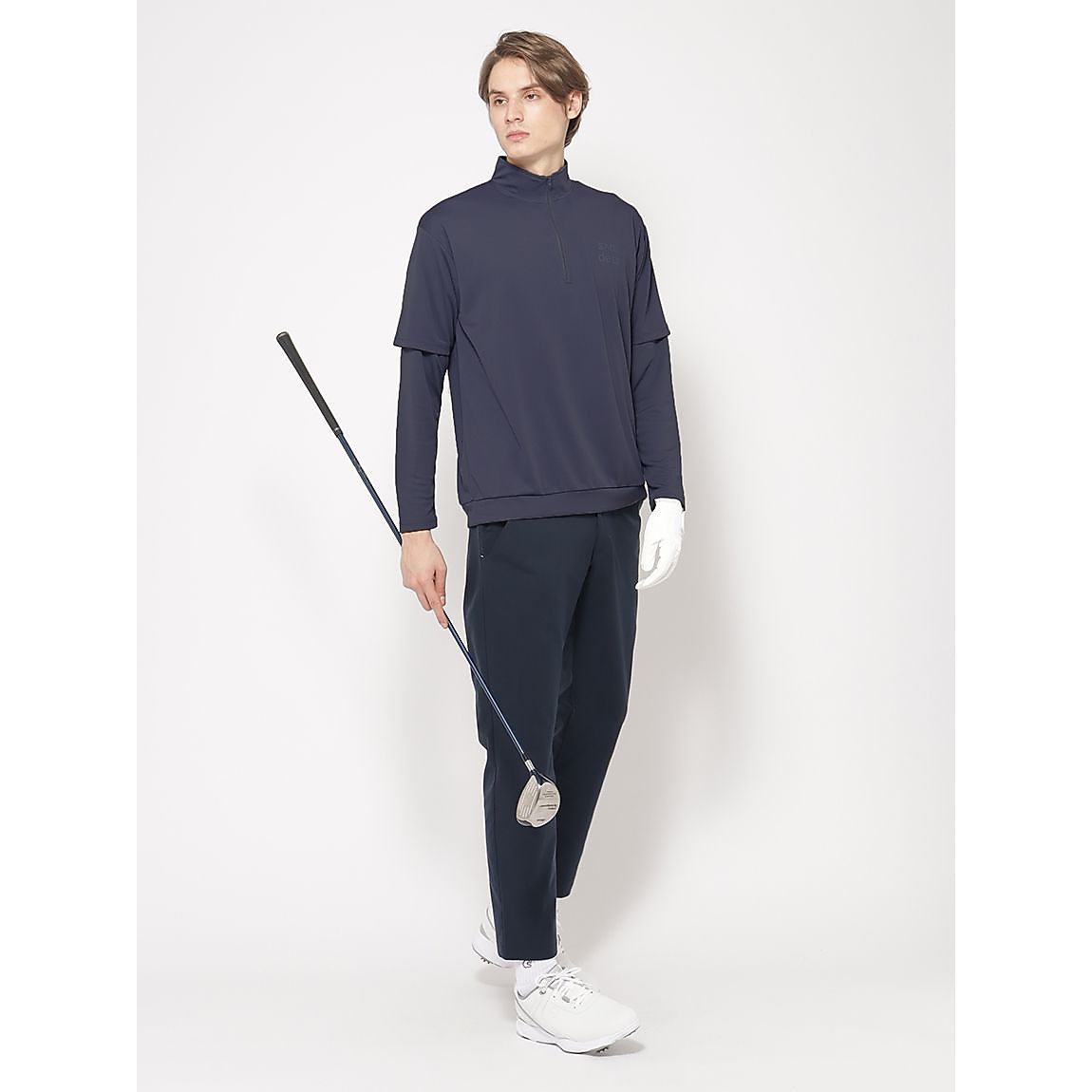 ハニカムメッシュスム-ス for GOLF ハーフジップ裾リブ＆長袖 MENS