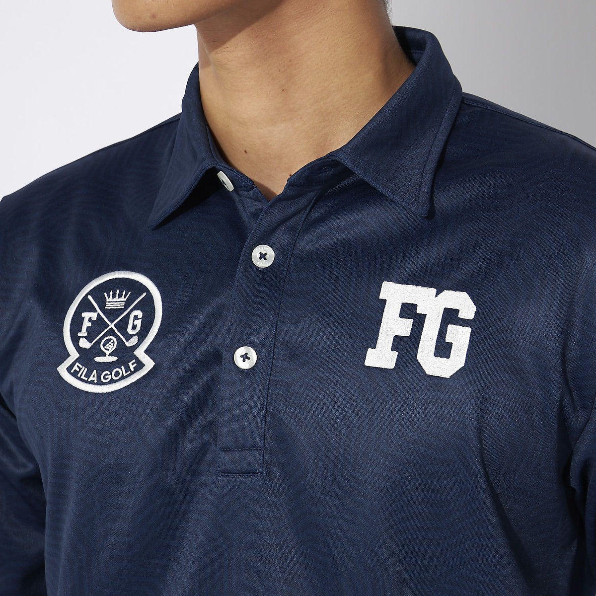 FILA GOLF プリント裏起毛長袖シャツ
