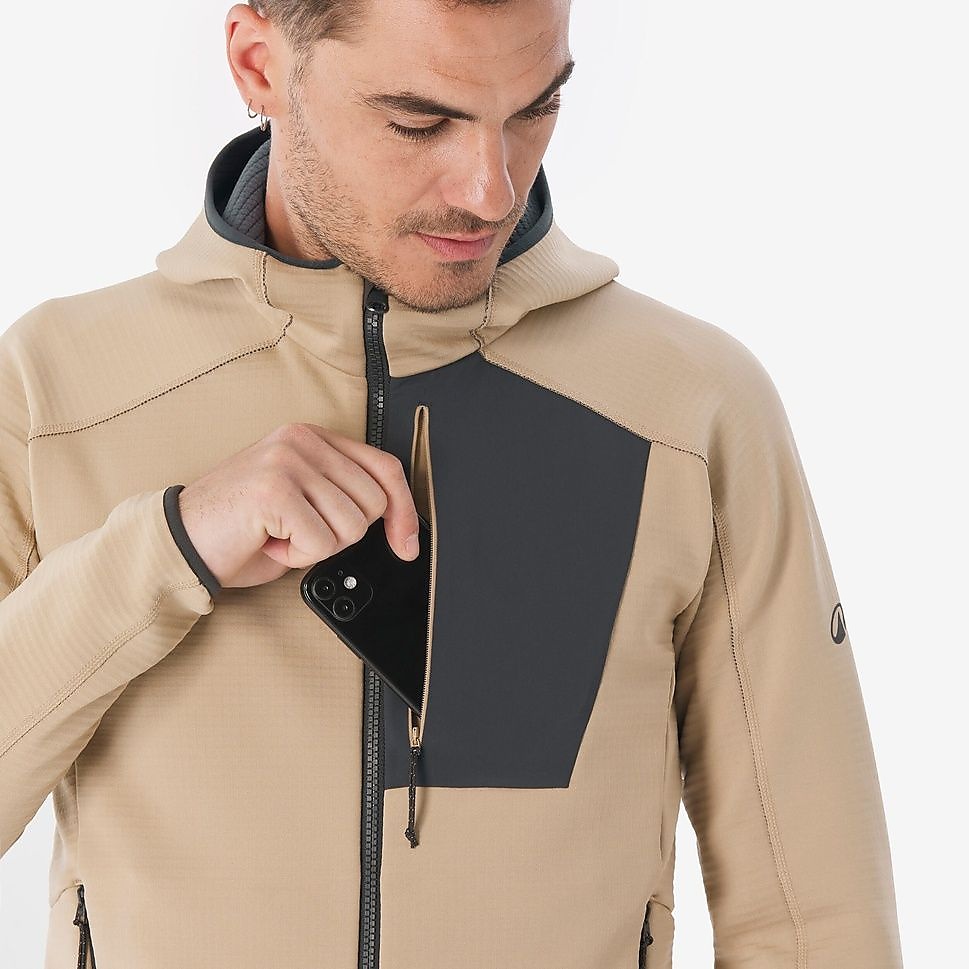 QUECHUAメンズフリースジャケット フード付きMH500 BEG