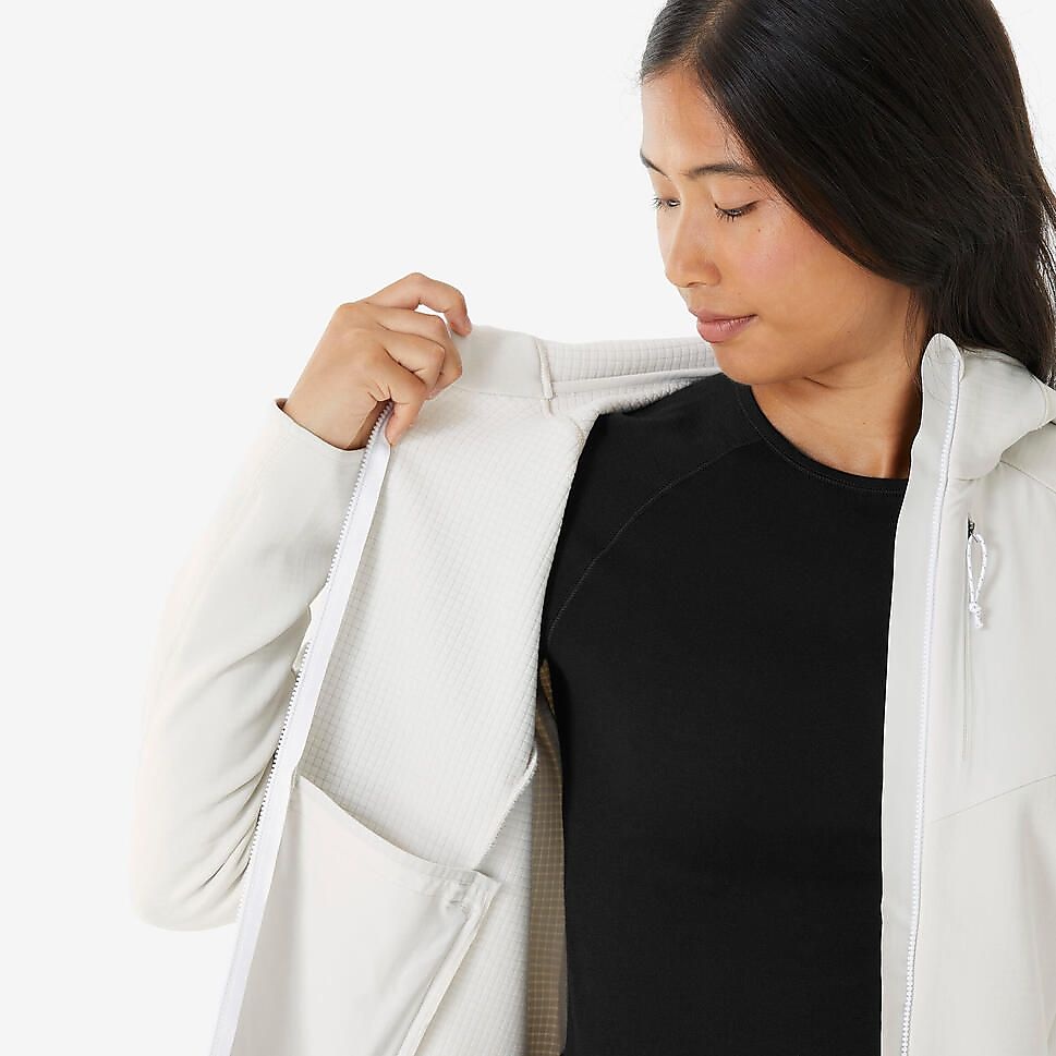 QUECHUAレディースフリースジャケット フード付きMH500 BEG