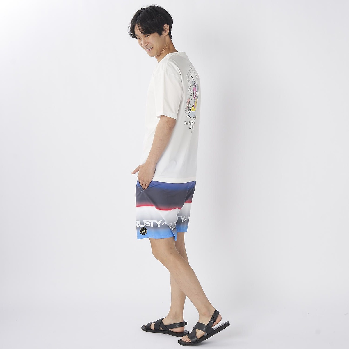 メンズRUSTYハンソデUVTシャツ