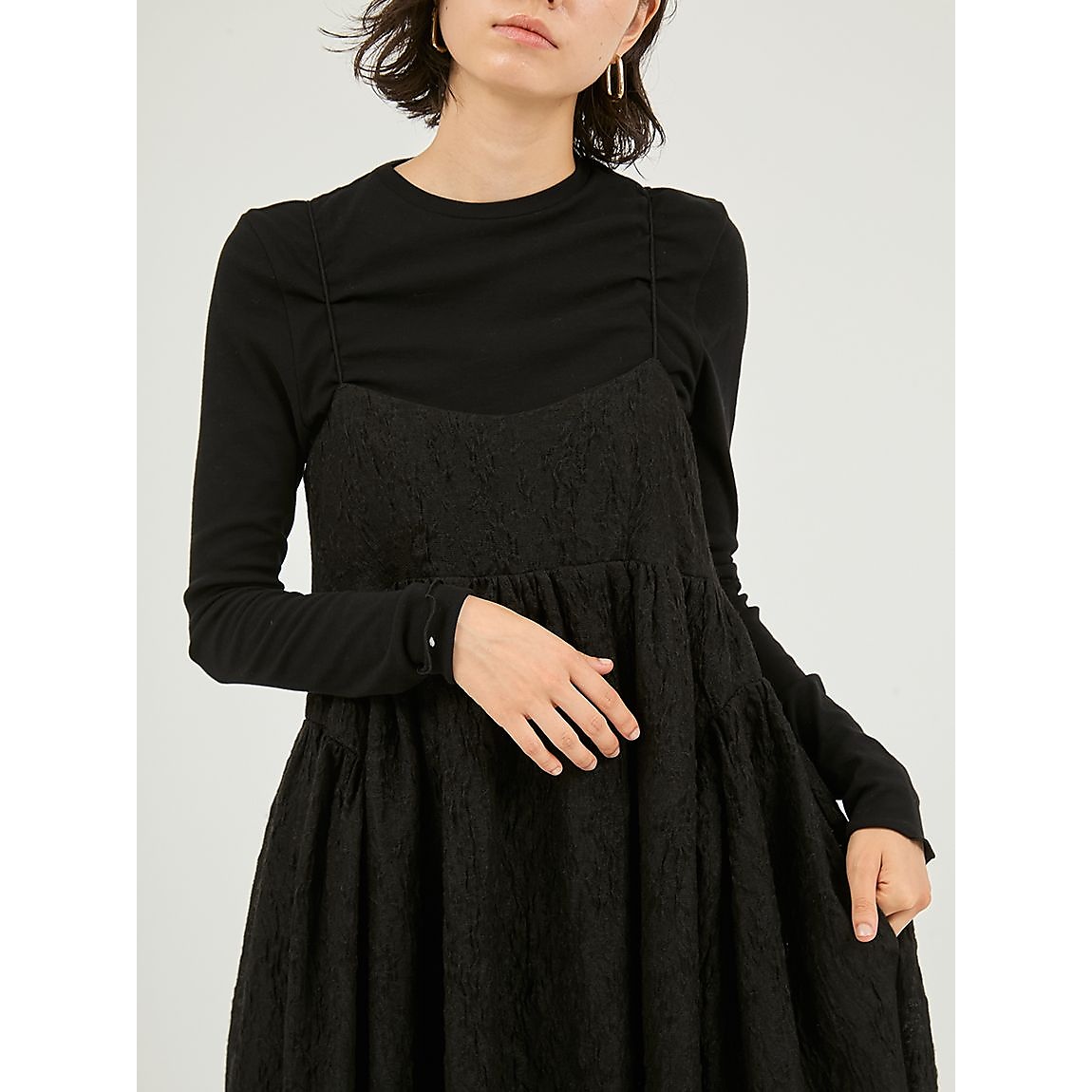 カットセットフラワージャガードワンピース