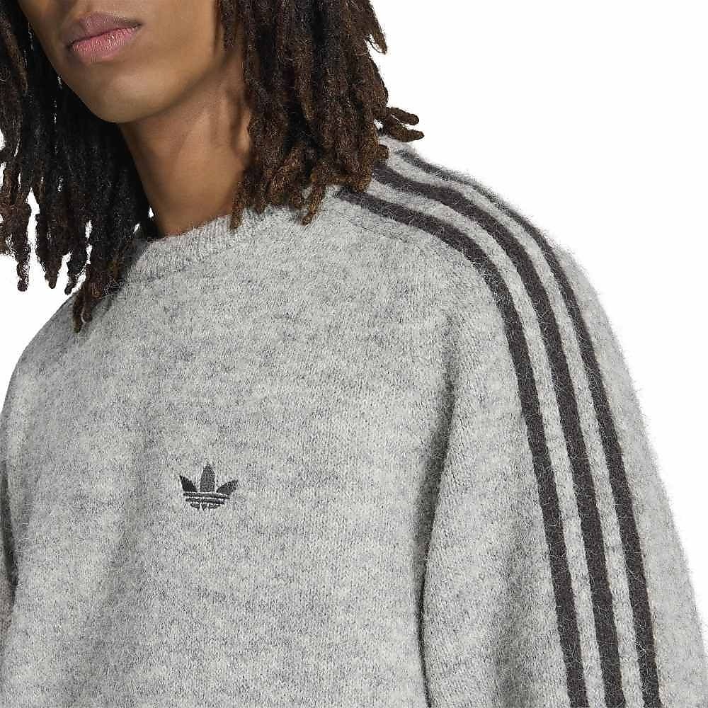 3 STRIPES FLUFFY KNIT CREW