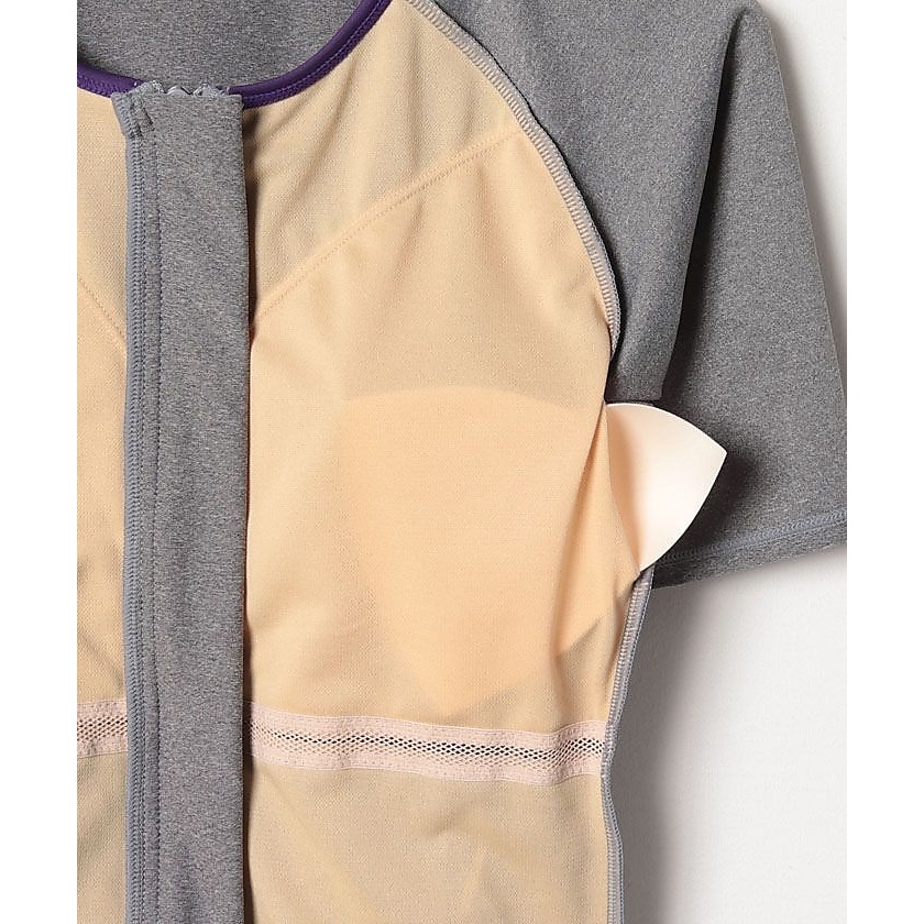 レディースセパレート半袖水着フルジップ