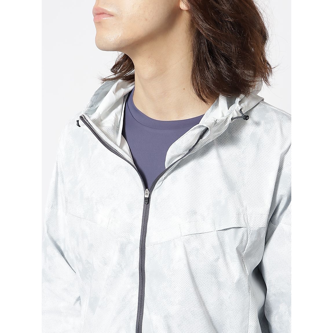 for RUN  軽量撥水ストレッチ ウインドプリントジャケット MENS