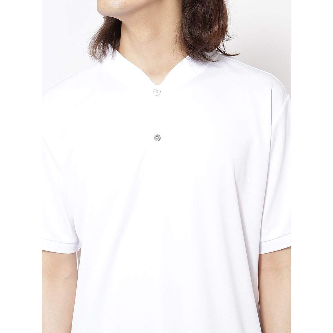 メッシュグロスドライ ノーカラーポロシャツ MENS