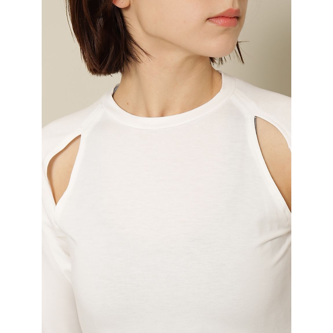 ミリオラメントベア天竺 スリットロングスリーブTシャツ LADIES