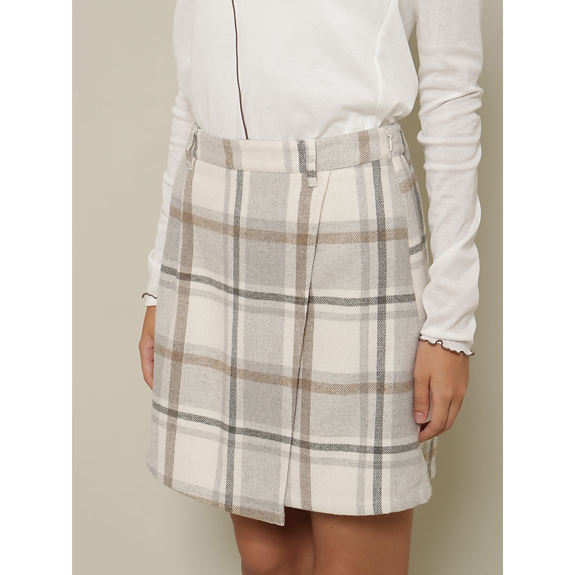 ビッグチェック ミニラップスカート