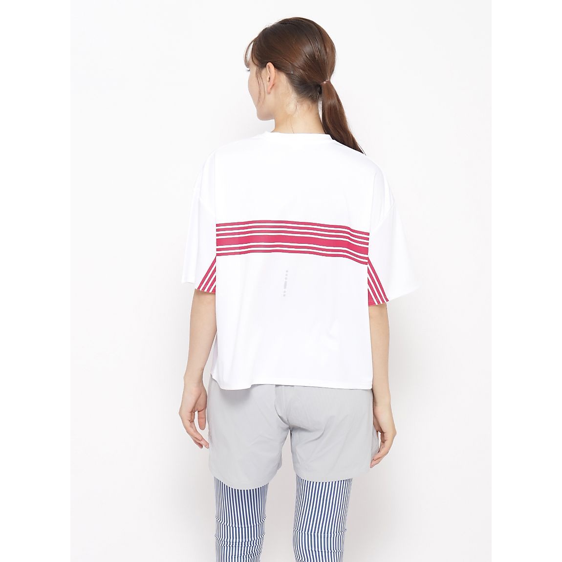 for RUN ドライスムースpr オーバーサイズラインTシャツ LADIES