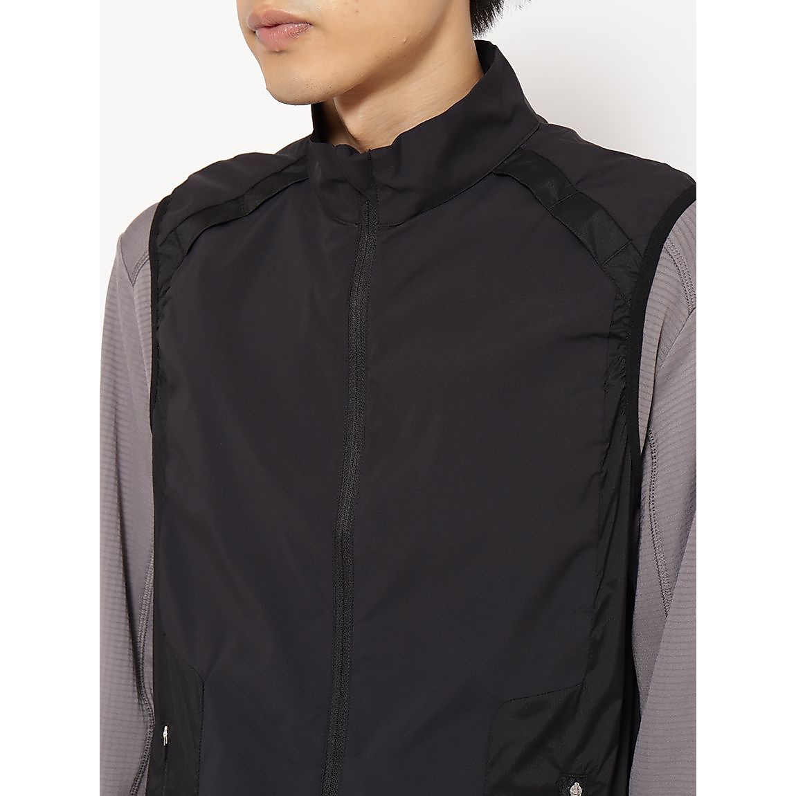 for RUN 撥水ストレッチ スタンドカラーベスト MENS