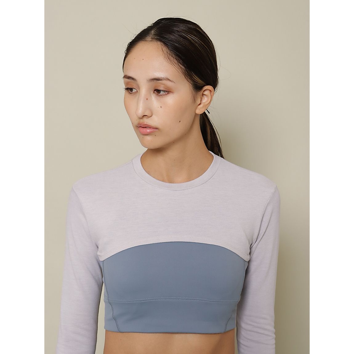 コットンウォーム クロップトモックネックプルオーバー