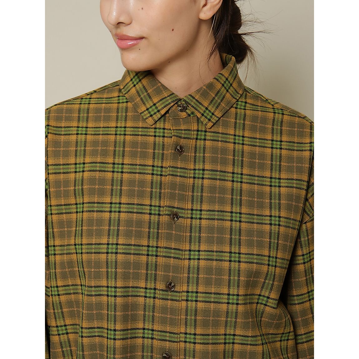 ジョーゼットチェック 裏起毛オーバーサイズシャツ