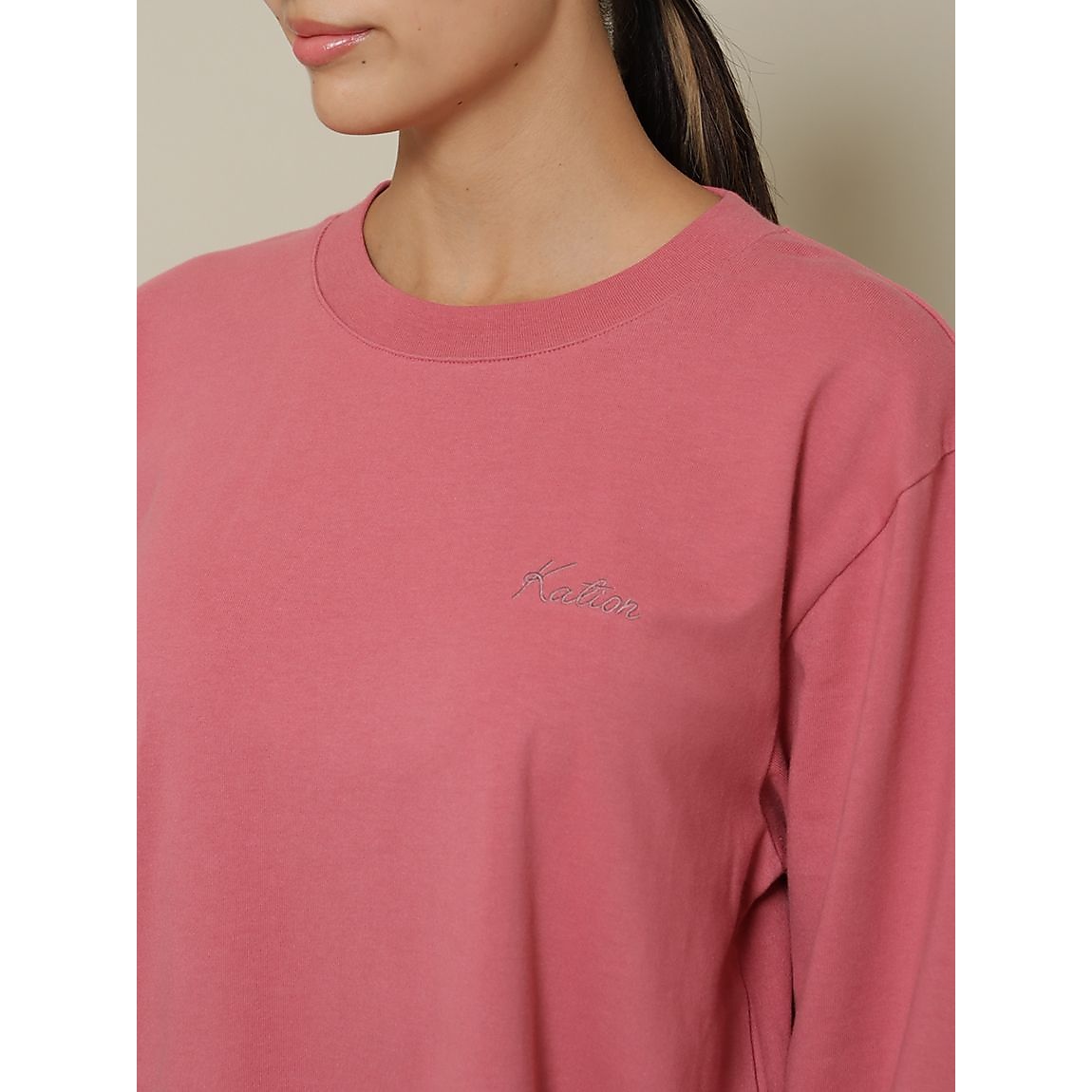 USAコットン オーバーサイズチュニック長袖Tシャツ