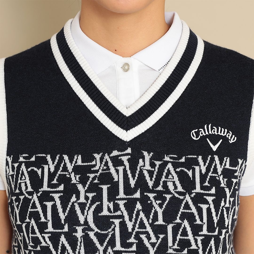 ロゴジャカードニットベスト