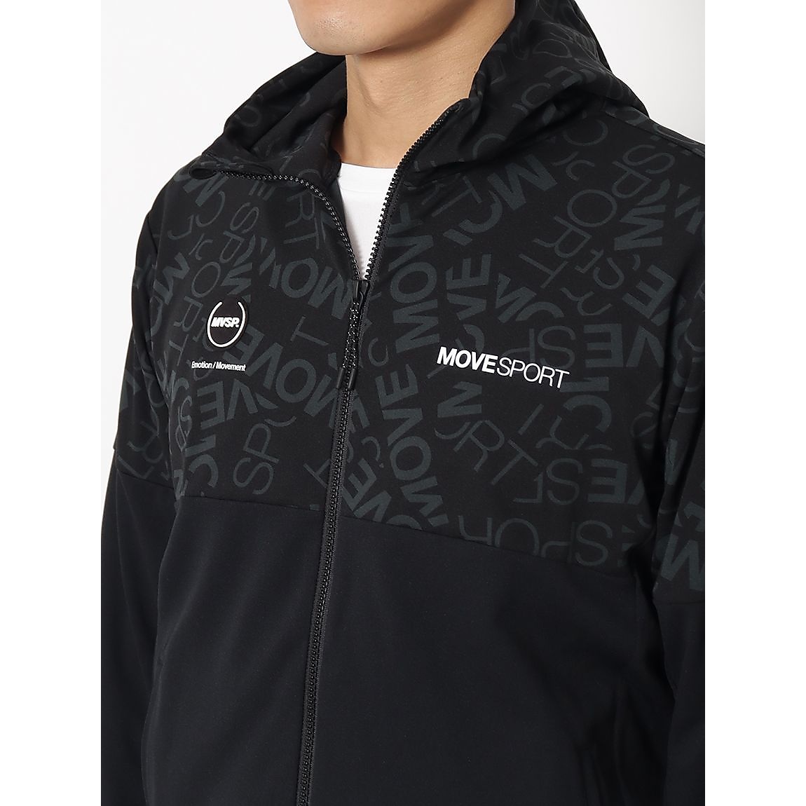 S.F.TECH ロゴ総柄 バックロゴ フルジップフーディー