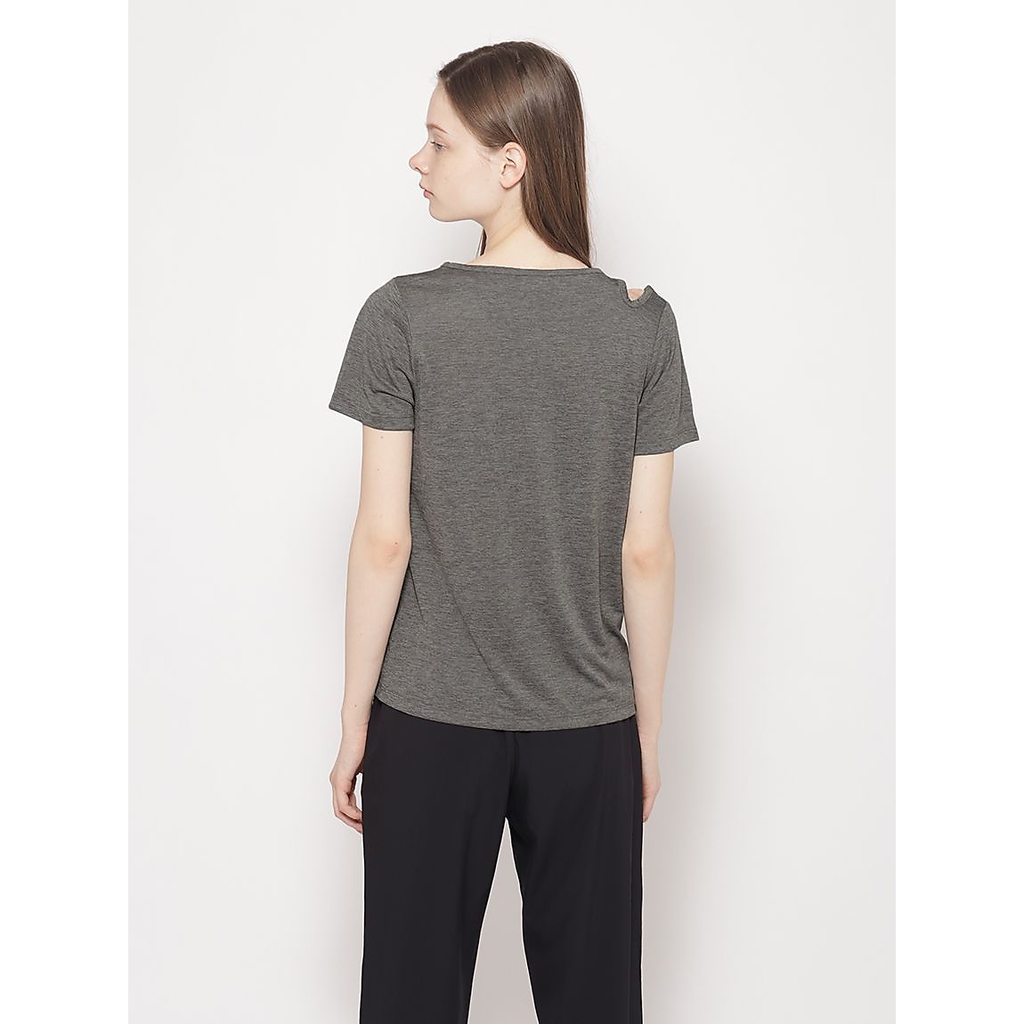 カチオン杢天竺 アシンメトリー半袖Tシャツ LADIES