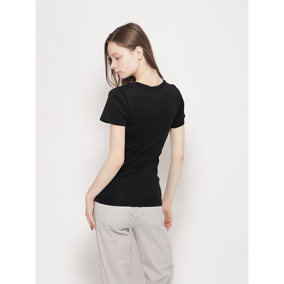 脇汗パッド付インナー Uネック半袖Tシャツ LADIES