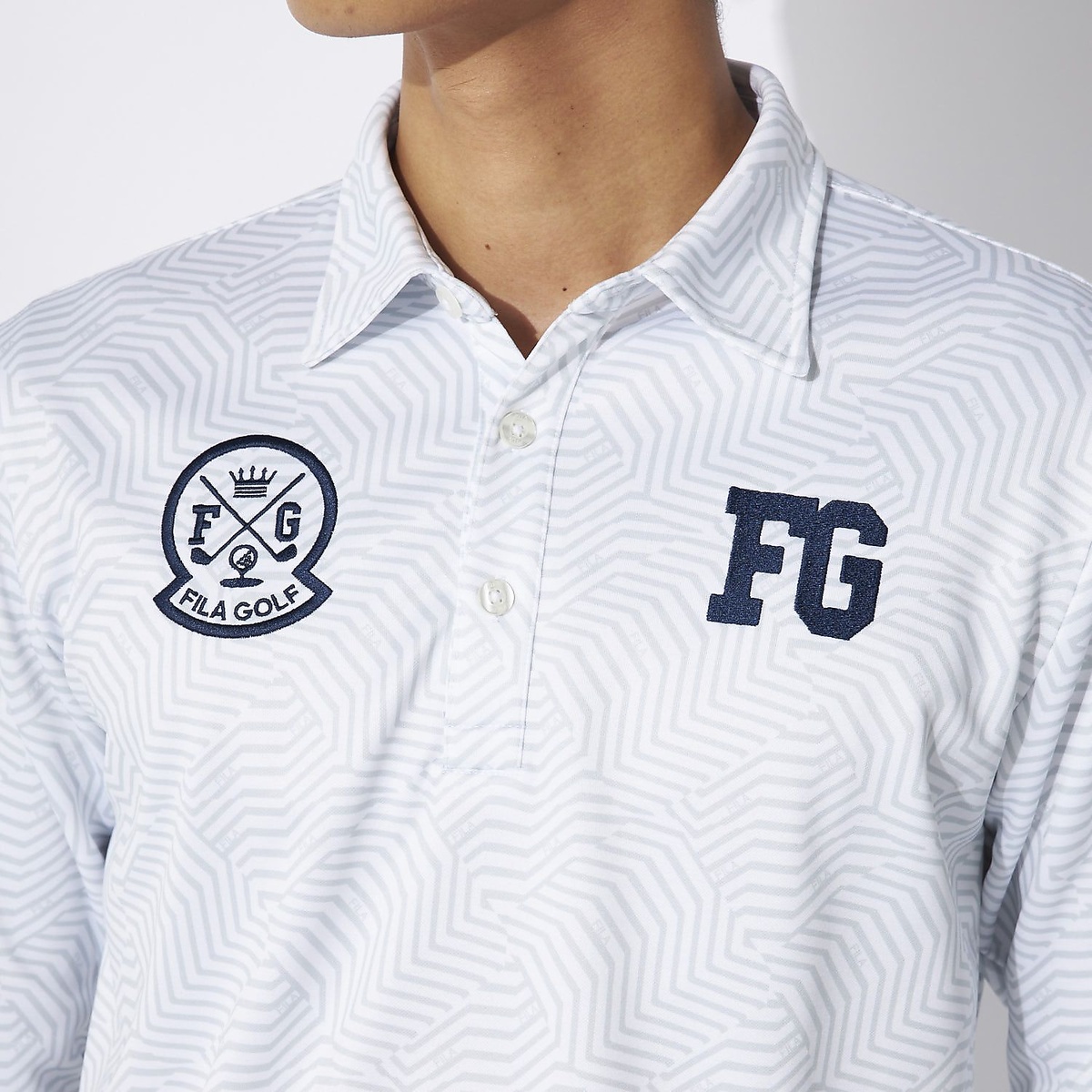 FILA GOLF プリント裏起毛長袖シャツ
