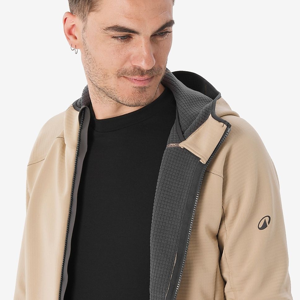 QUECHUAメンズフリースジャケット フード付きMH500 BEG