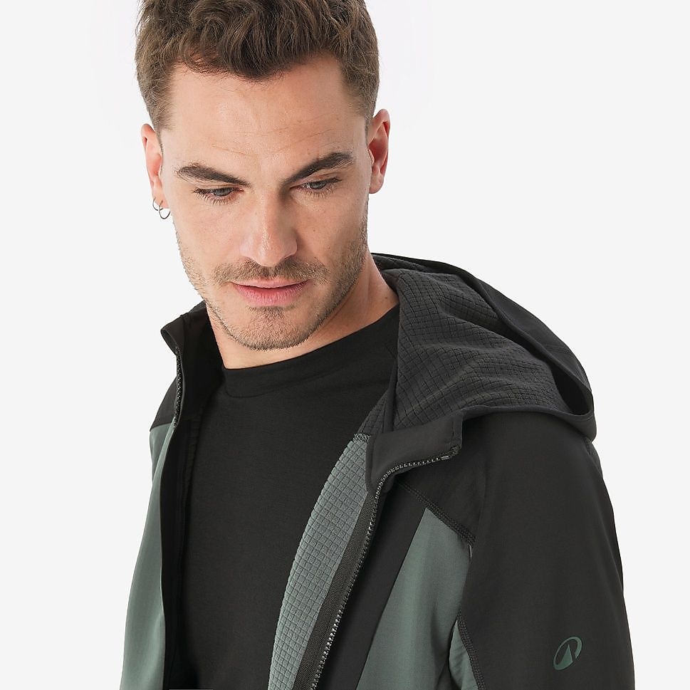 QUECHUAメンズフリースジャケット フード付きMH500 GRN