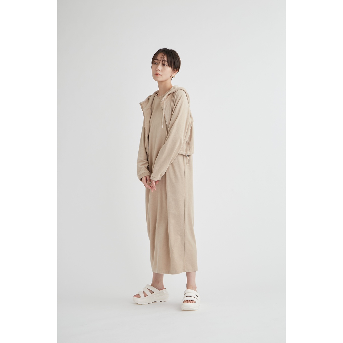 PlaXクロップド丈パイルパーカー