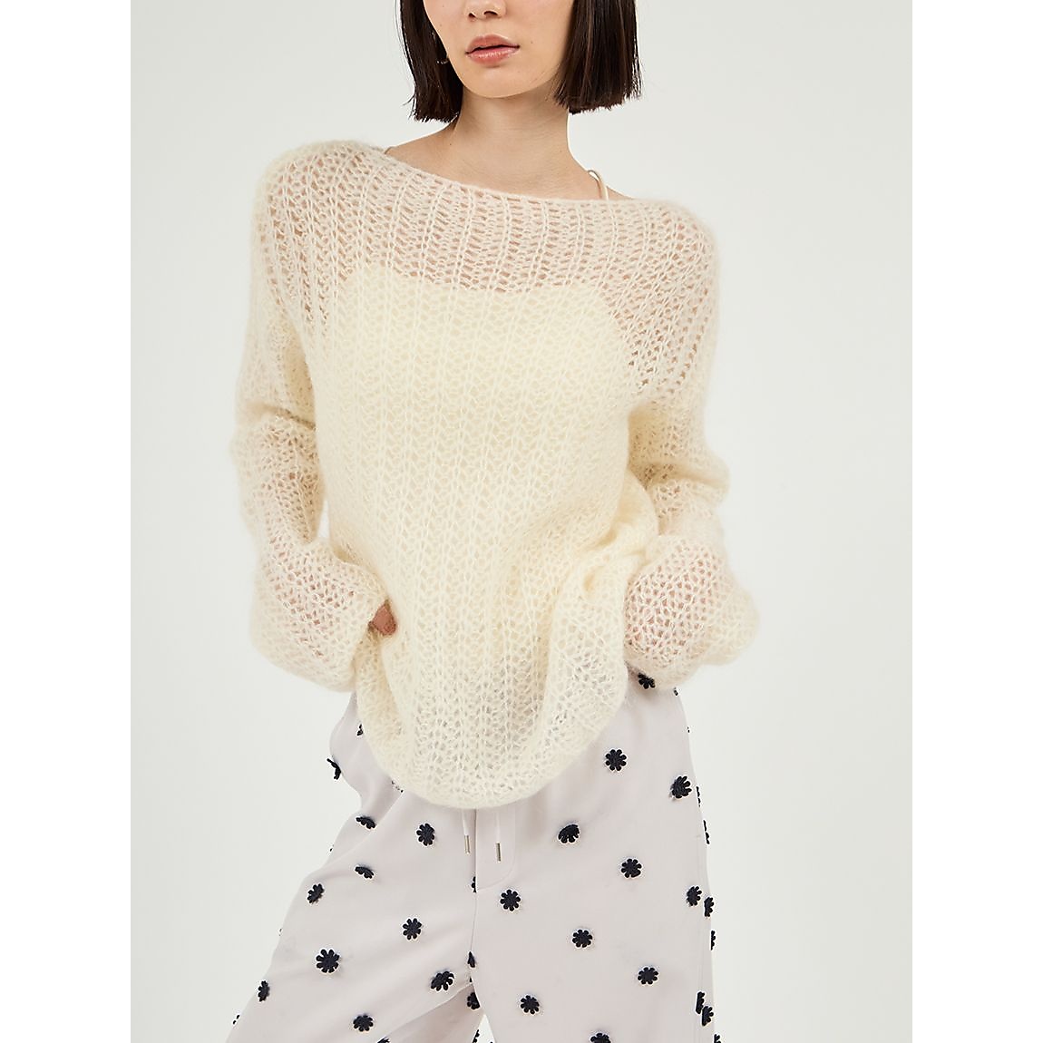 ルーズモヘアニットトップス