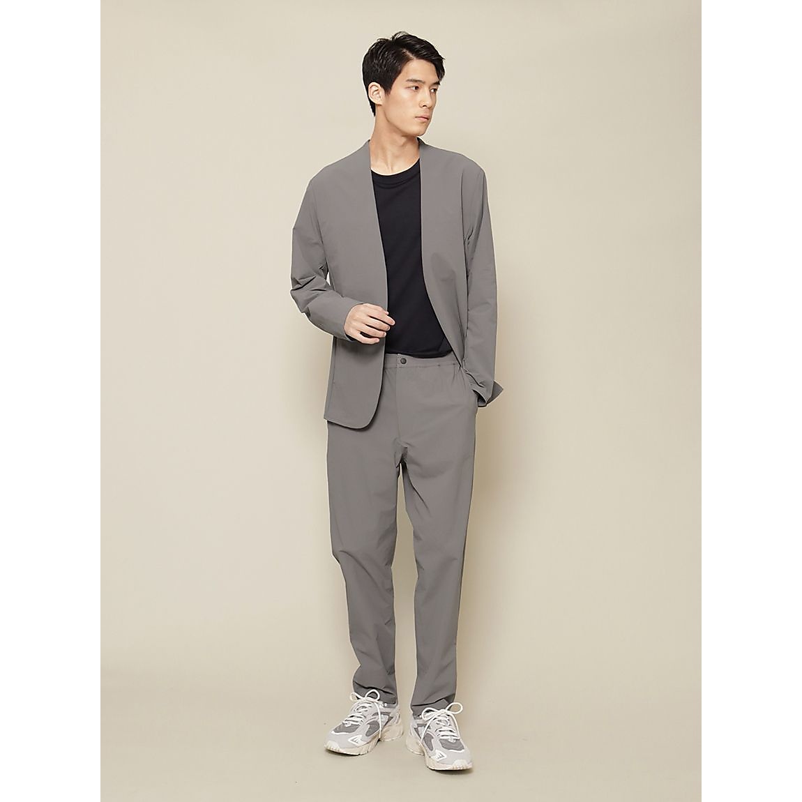 リサイクル裏ドビーナイロン カラーレスジャケット MENS