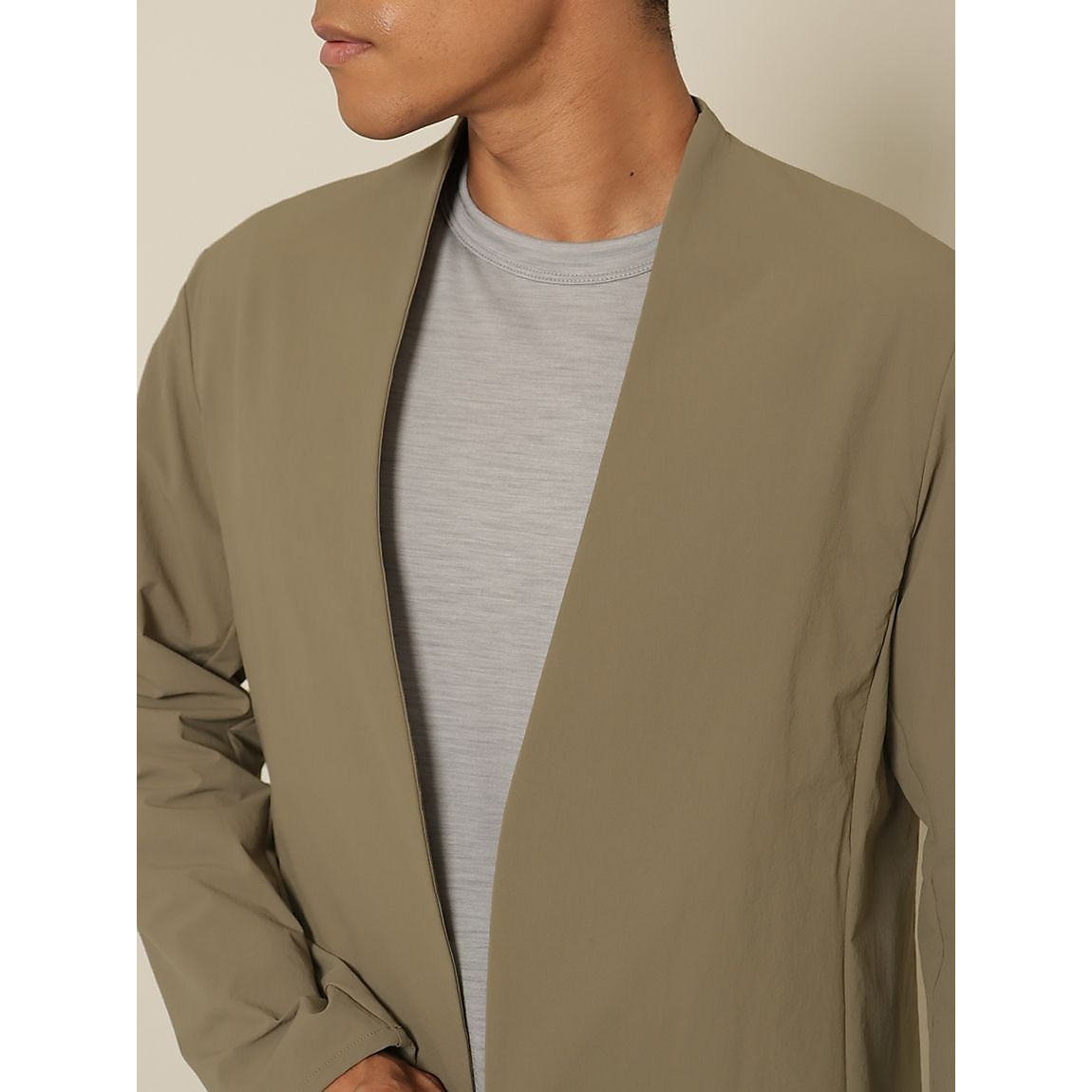 リサイクル裏ドビーナイロン カラーレスジャケット MENS