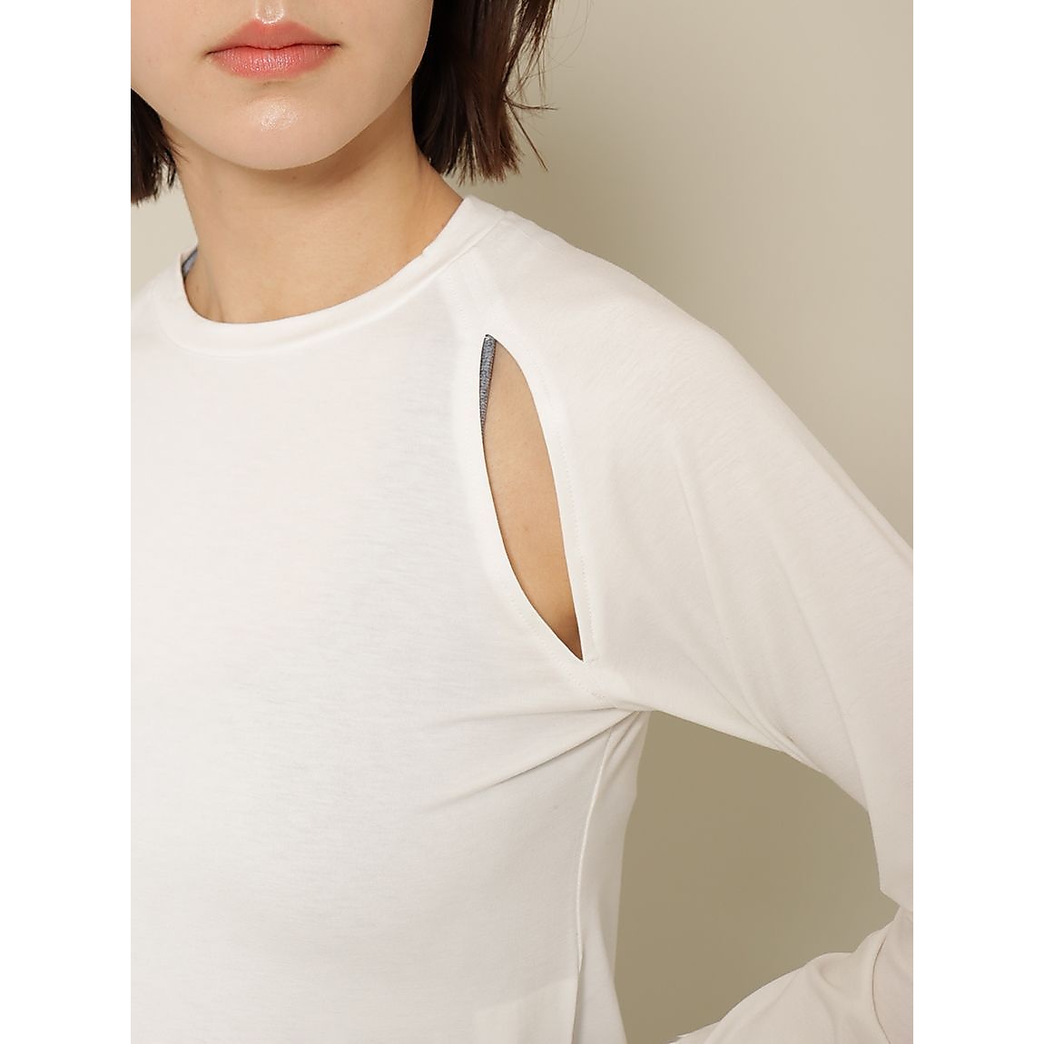 ミリオラメントベア天竺 スリットロングスリーブTシャツ LADIES