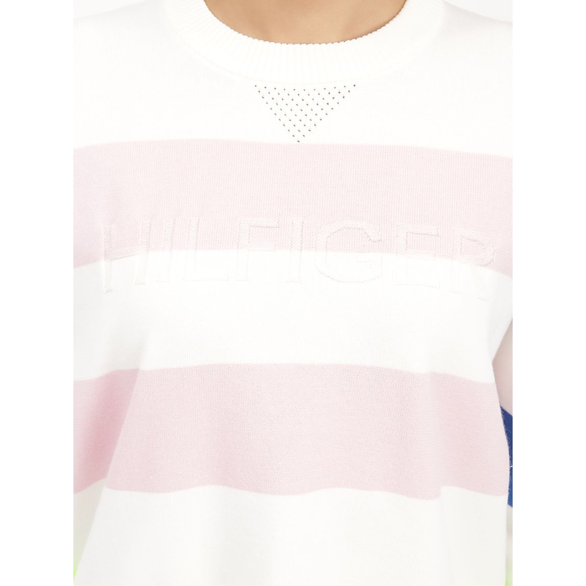 トミー ヒルフィガー ゴルフ レディース ラガーストライプクルーネックニット