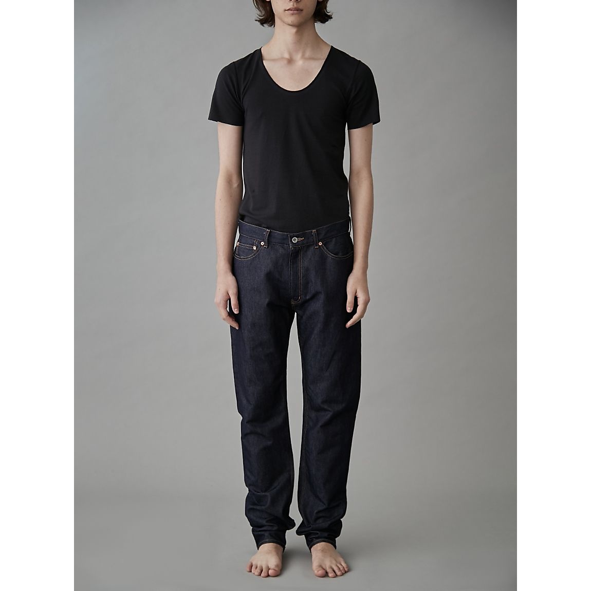 ノンウォッシュストレートデニム