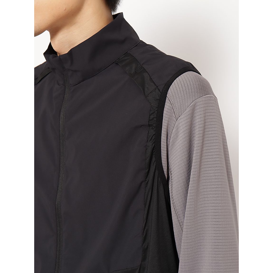 for RUN 撥水ストレッチ スタンドカラーベスト MENS