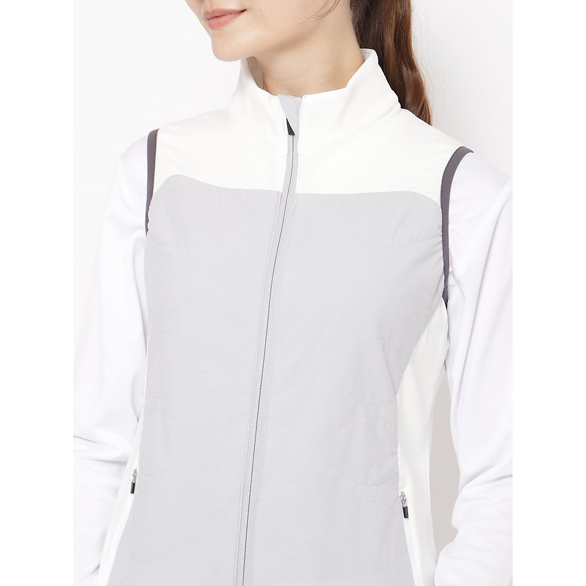 HYBRID 中綿/ジャージ スタンドカラーベスト LADIES