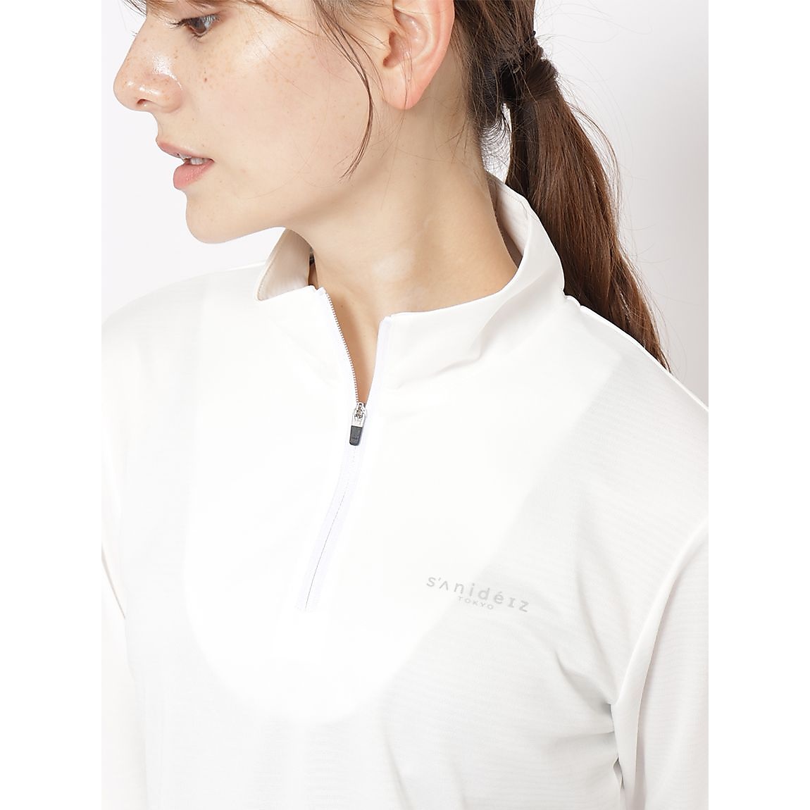 ハニカムドライスムース ハーフジップ長袖TシャツLADIES