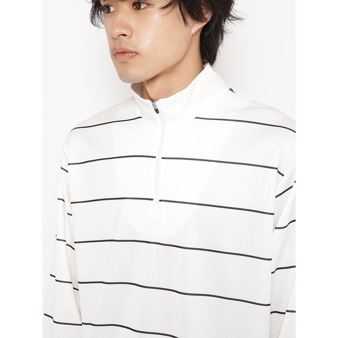 ハニカムドライスムース ハーフジップ長袖TシャツMENS