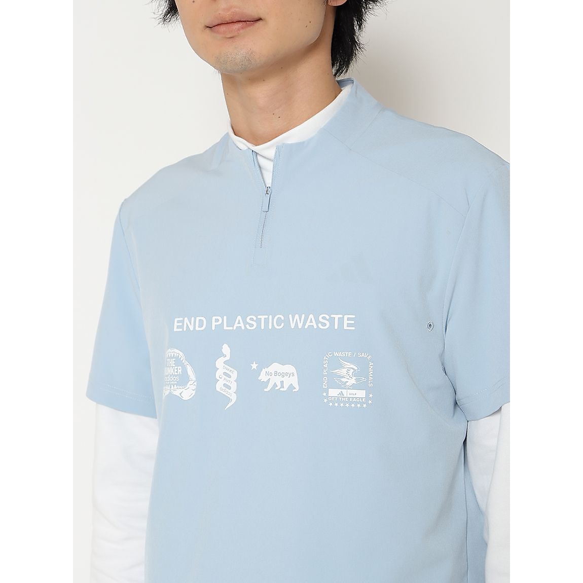 モックネック　レイヤード　ＥＰＷ　グラフィック　長袖ストレッチシャツ