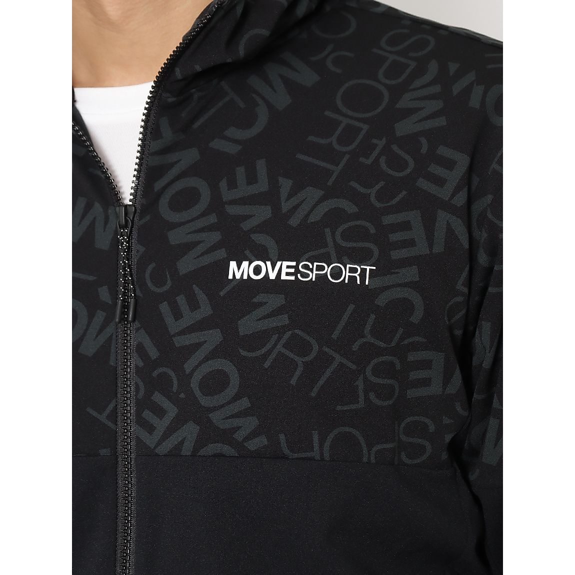 S.F.TECH ロゴ総柄 バックロゴ フルジップフーディー