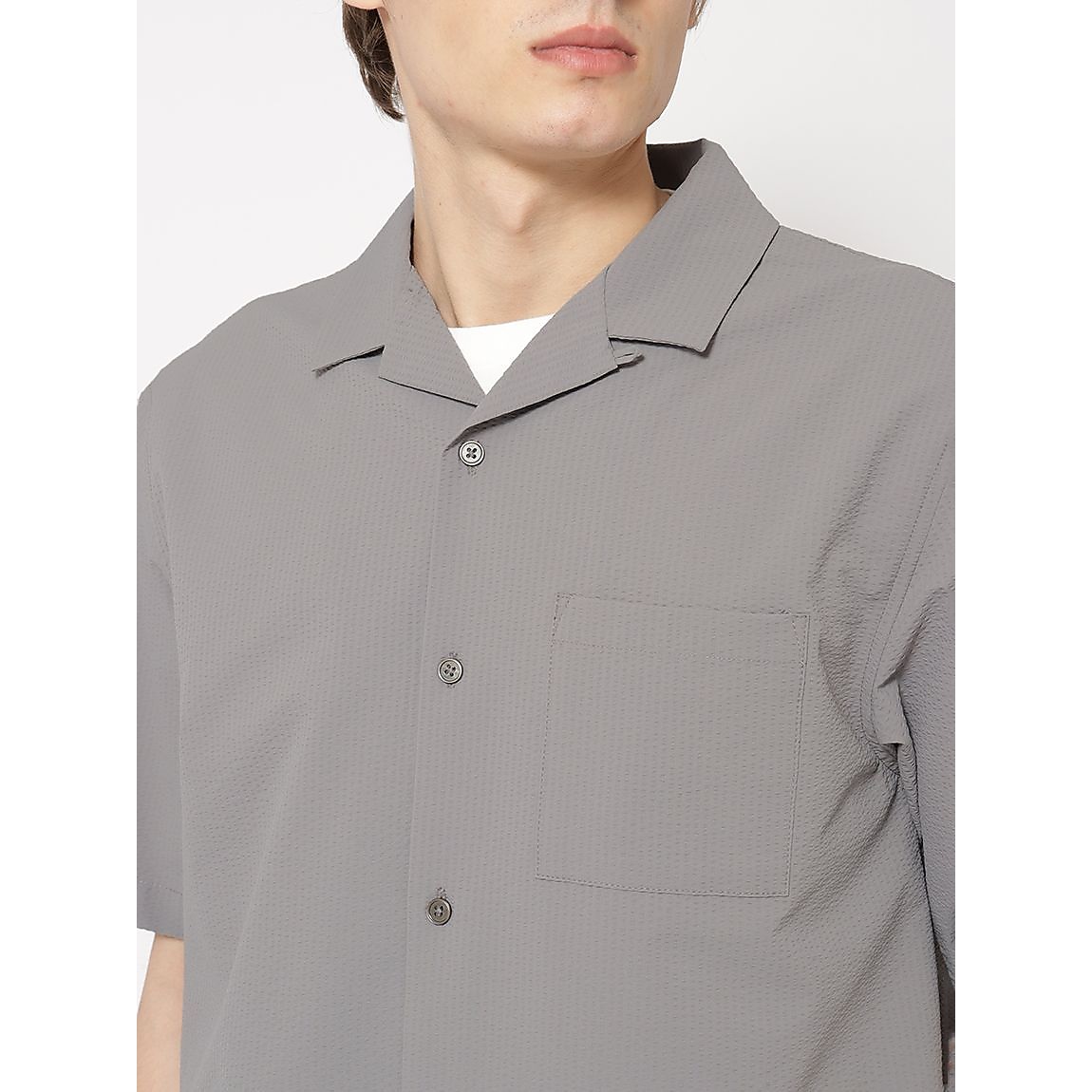 シアサッカー オープンカラーシャツ MENS