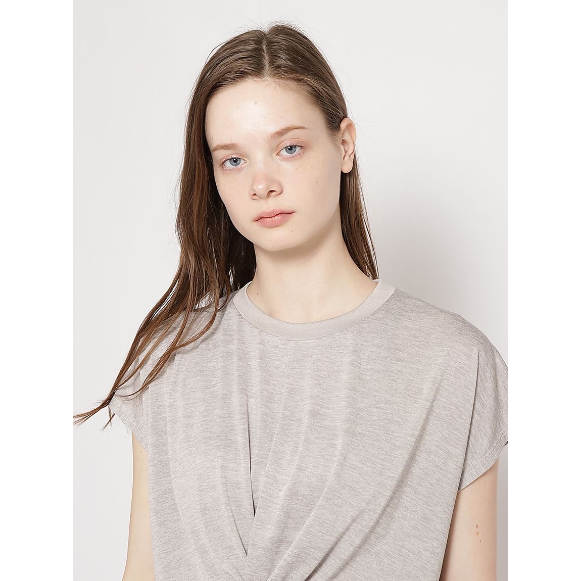 カチオン杢天竺 フロントツイストTシャツ LADIES