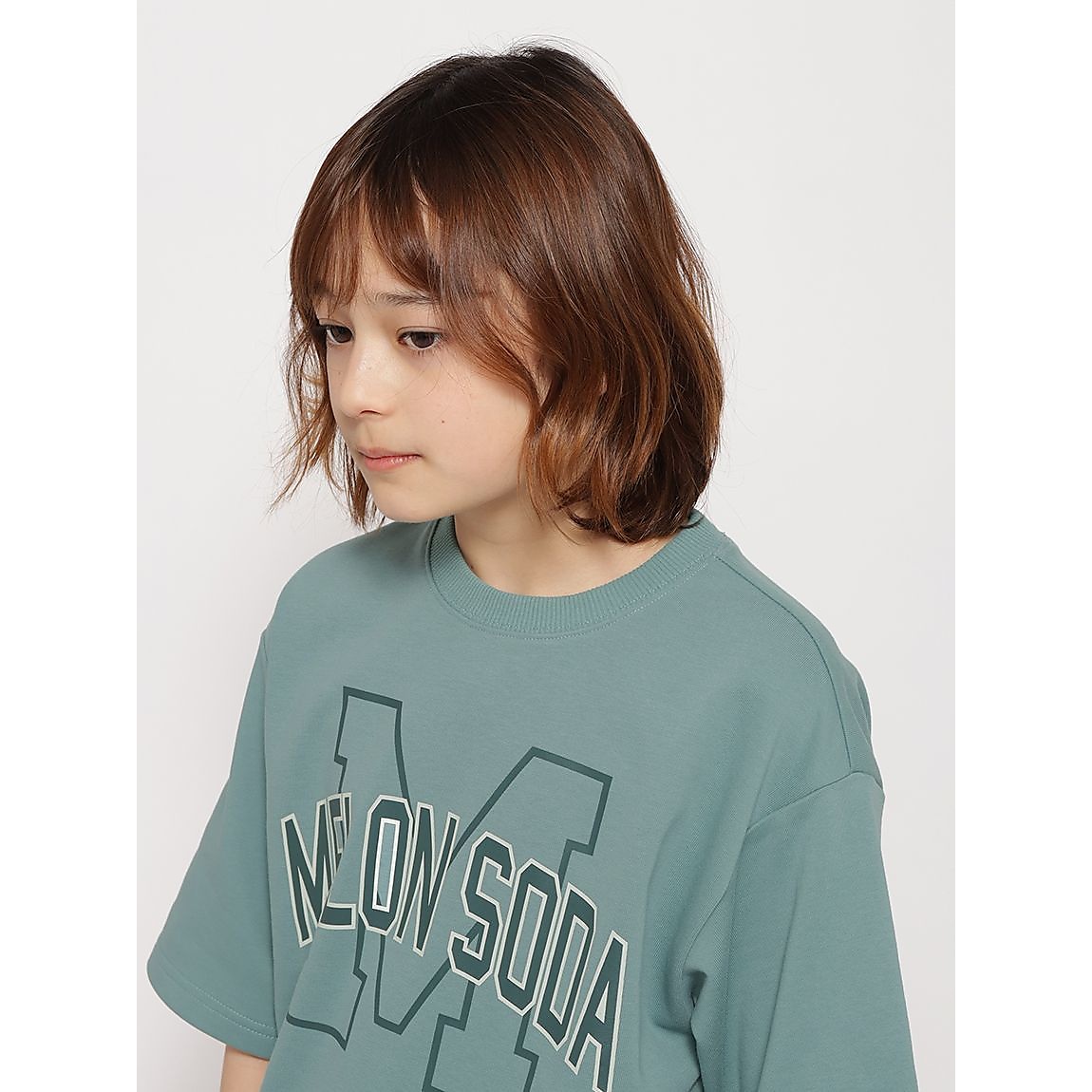 CVC裏毛スウェット クルーネック半袖ロゴJUNIOR