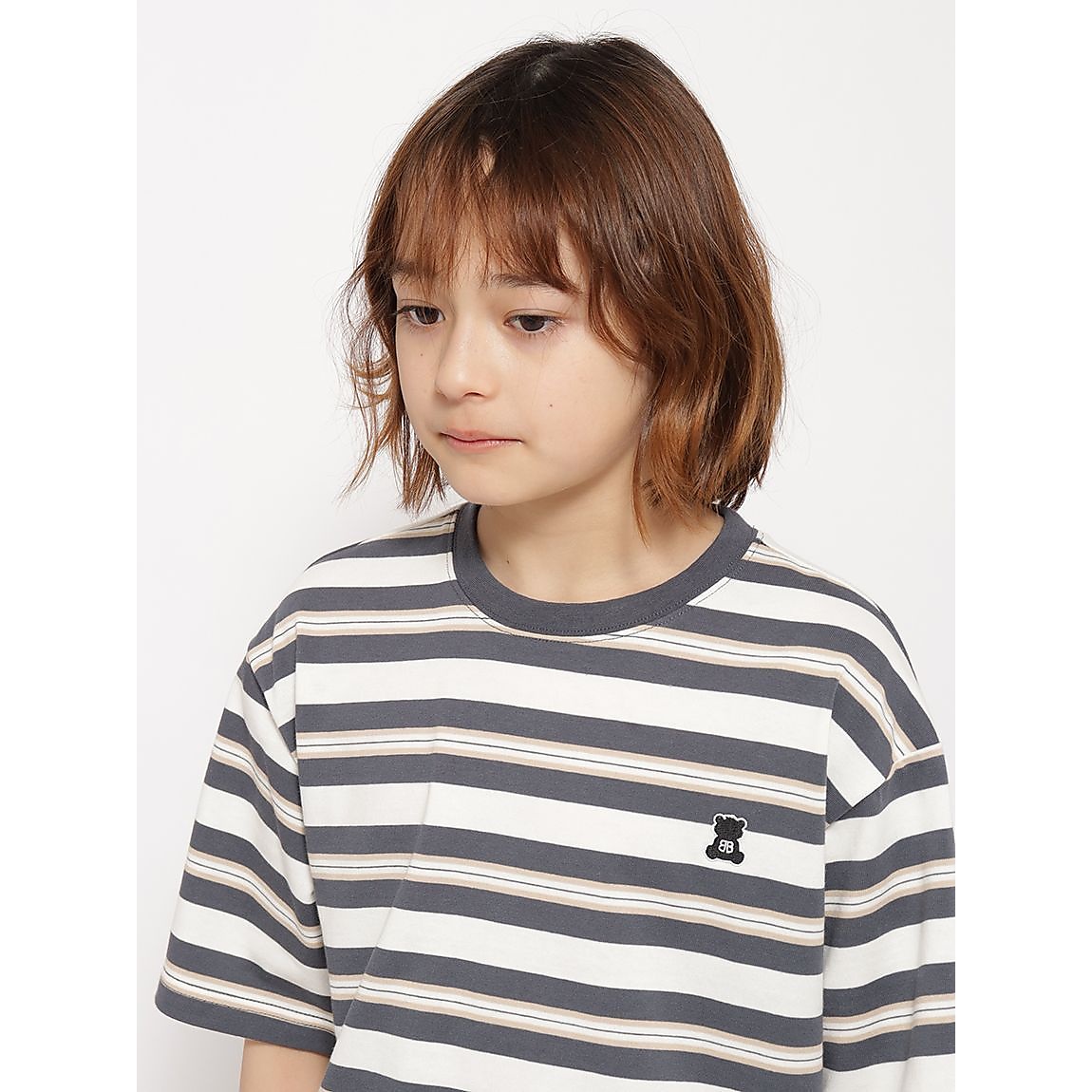 「Berry Bear」シリーズ マルチボーダーTシャツ JUNIOR