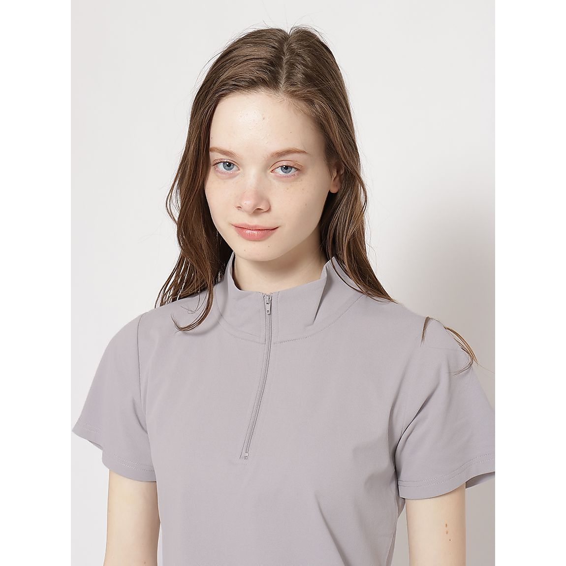 コットンタッチ天竺 ハーフジップTシャツ LADIES