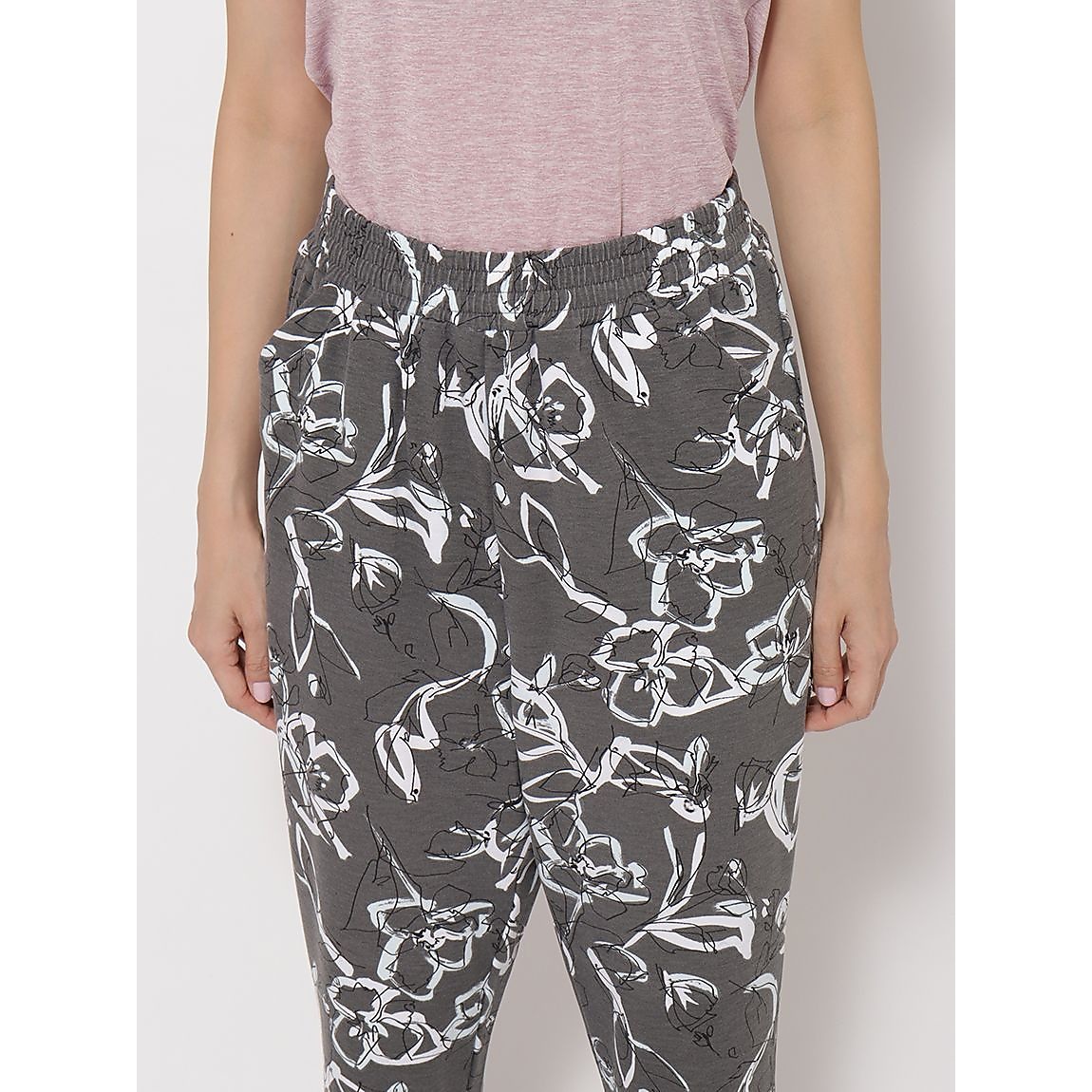 ポリエステルレーヨン天竺 プリントイージーパンツLADIES