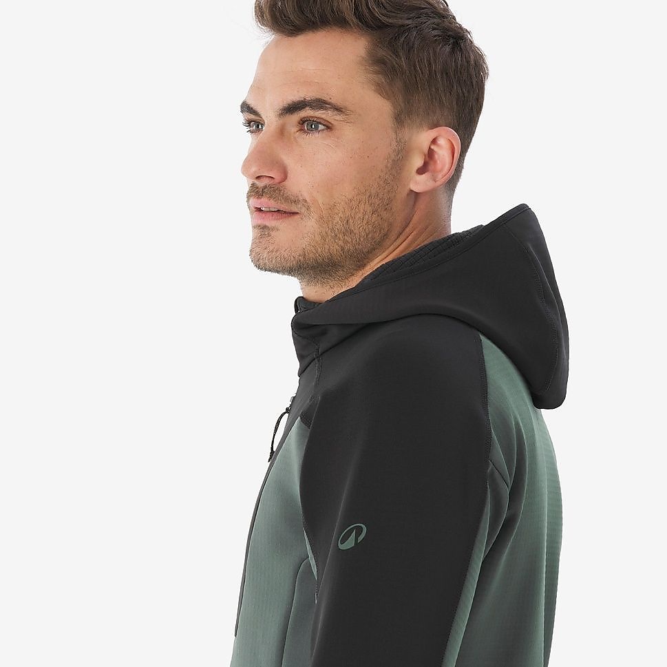 QUECHUAメンズフリースジャケット フード付きMH500 GRN