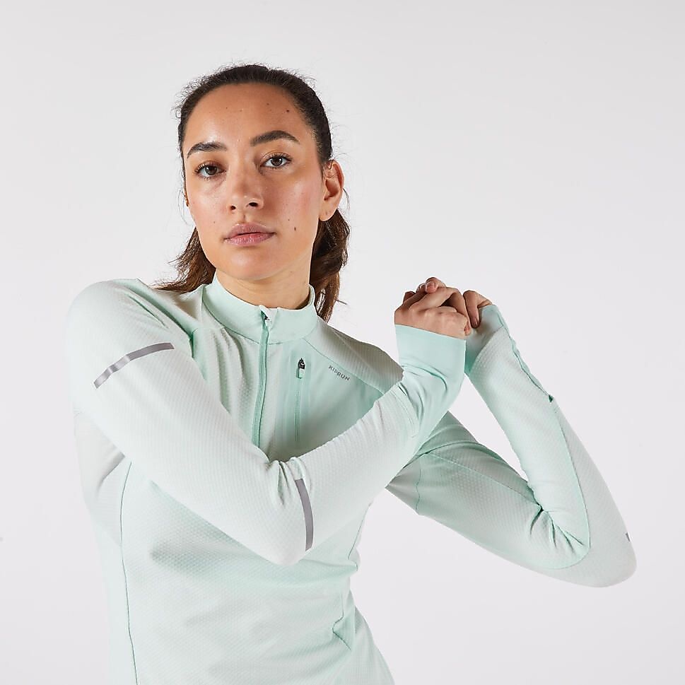 KIPRUNレディース長袖TシャツRUN900 WARM LIGHT GRN