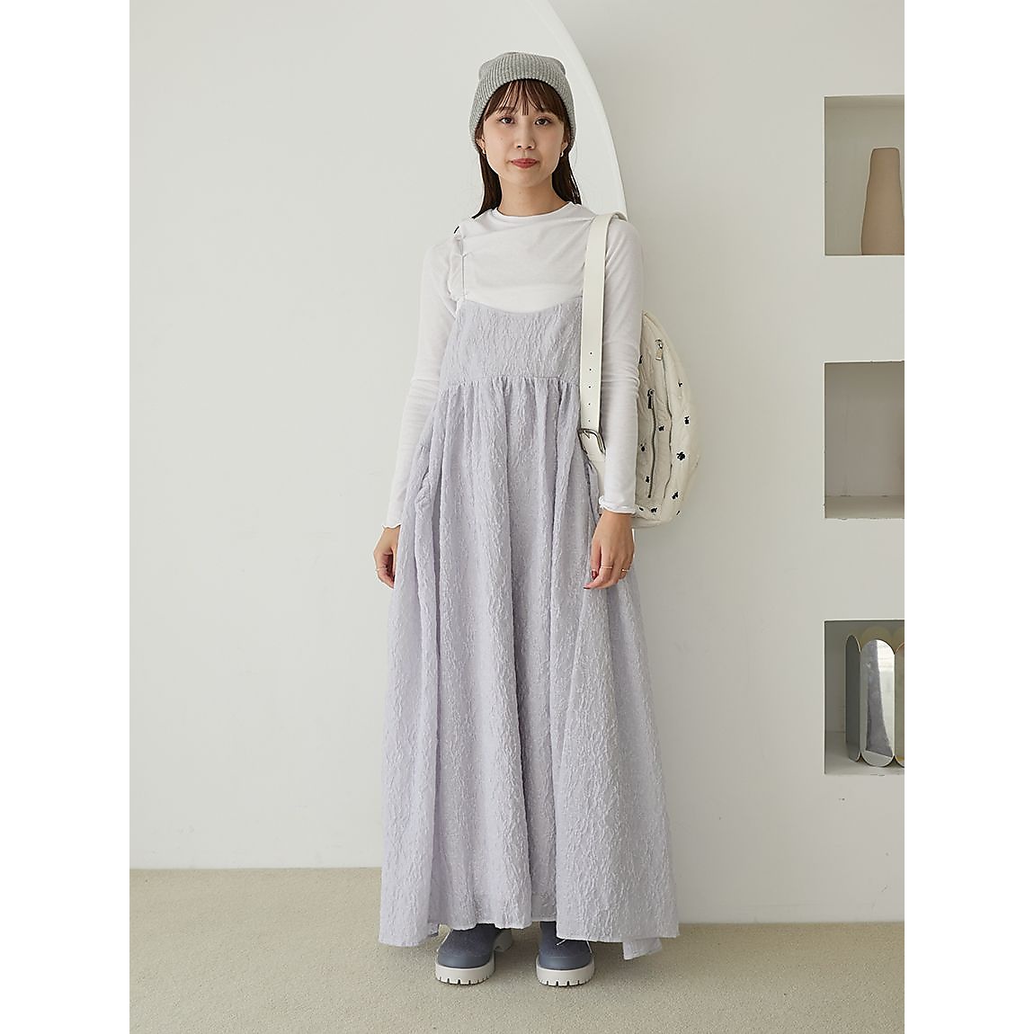 カットセットフラワージャガードワンピース