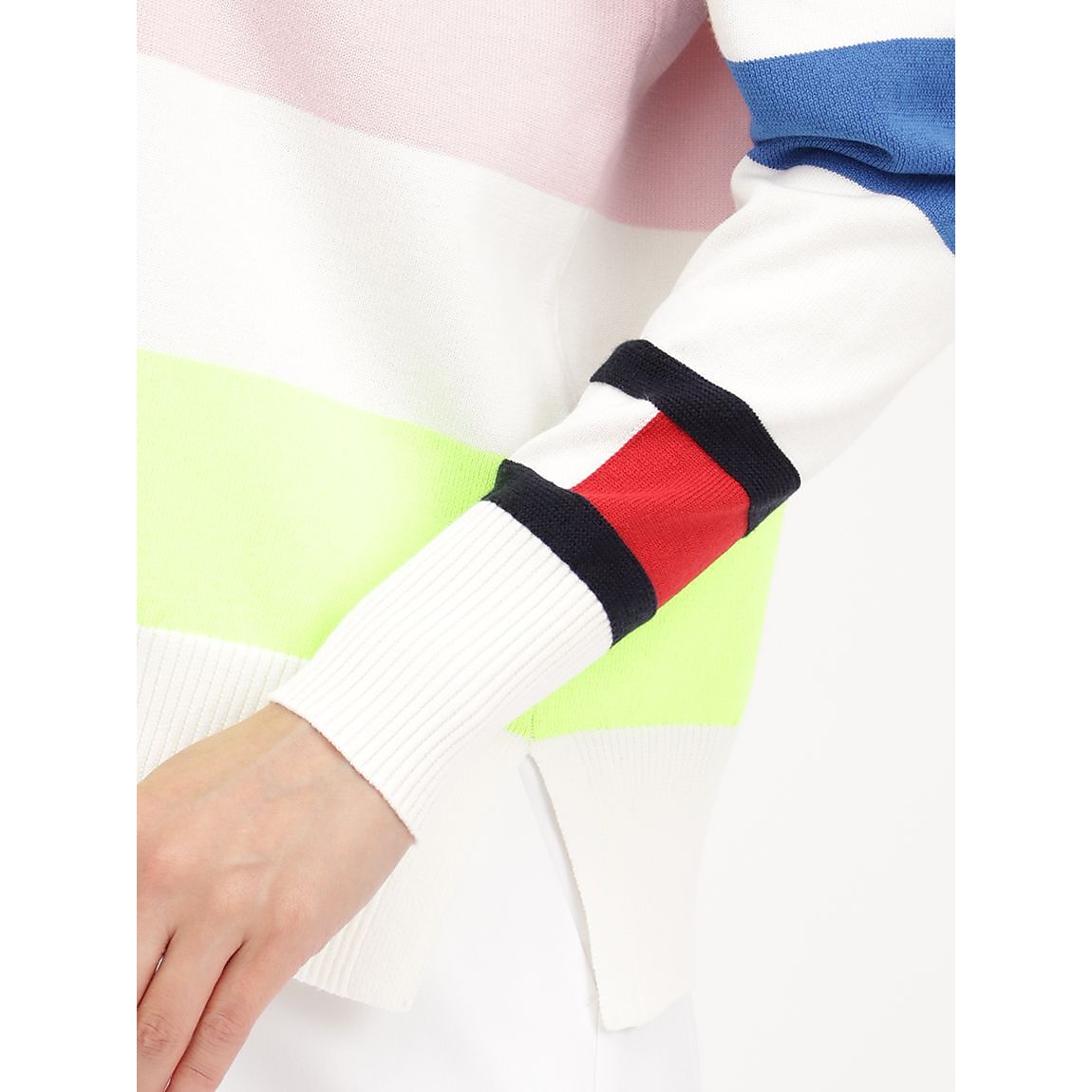 トミー ヒルフィガー ゴルフ レディース ラガーストライプクルーネックニット